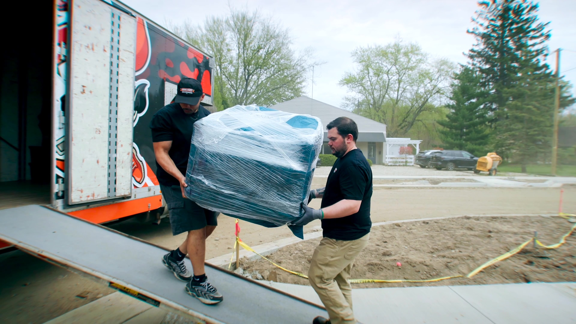 Loading furniture onto a moving truck
