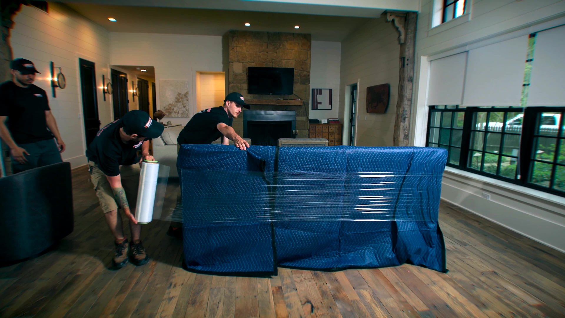 Wrapping furniture before a move